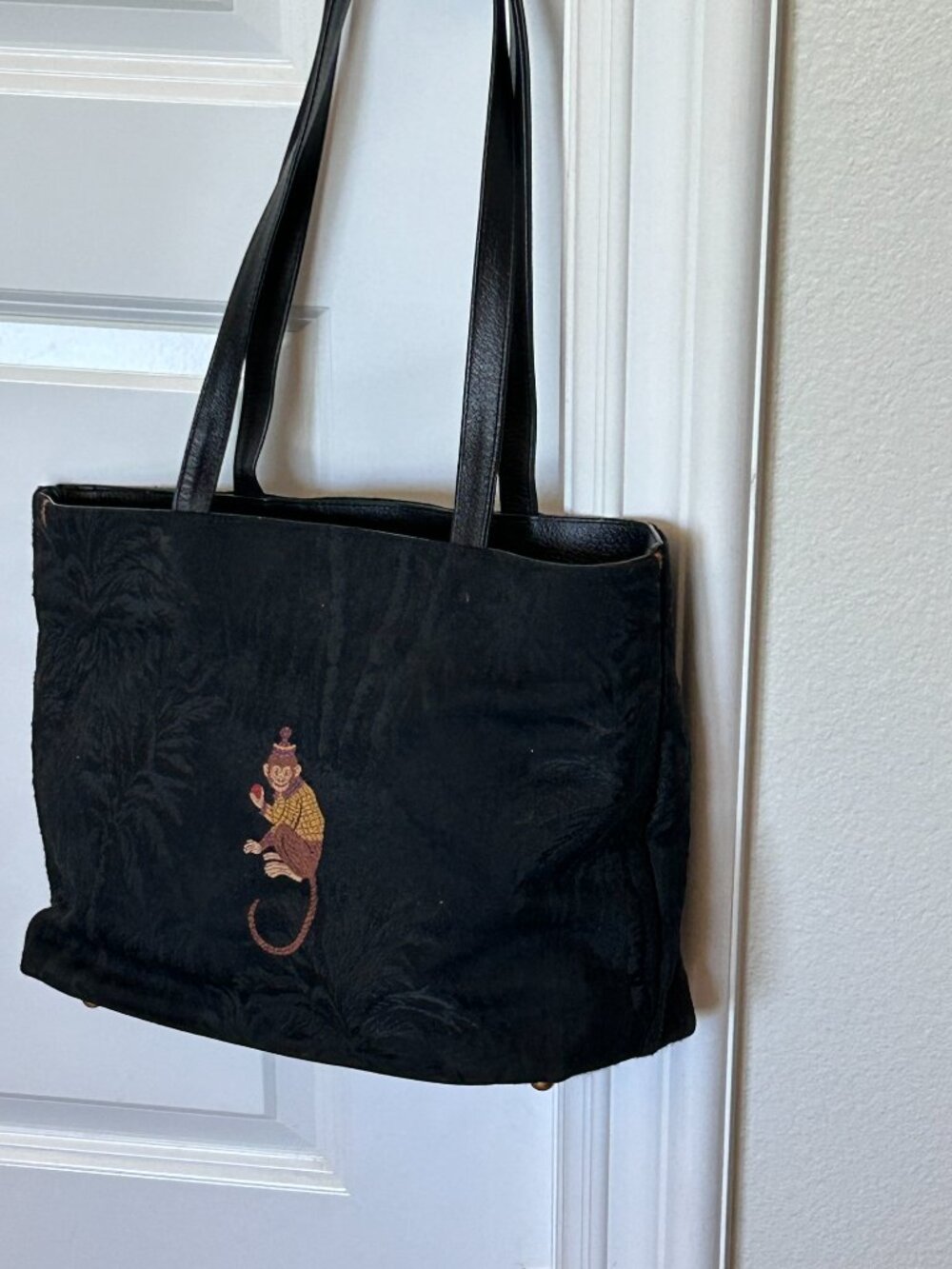 Vintage style Rob Ference Los Angeles monkey motif tote.
